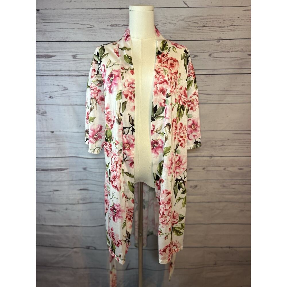 Show Me Your Mumu O/S Brie Garden of Blooms Short Kimono Robe Pink Green Floral